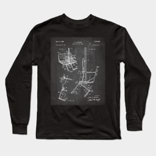 Skiing Patent - Ski Chalet Ski Fan Art - Black Chalkboard Long Sleeve T-Shirt